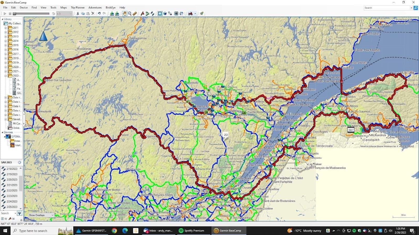 Itinéraire du voyage. Trip itinerary